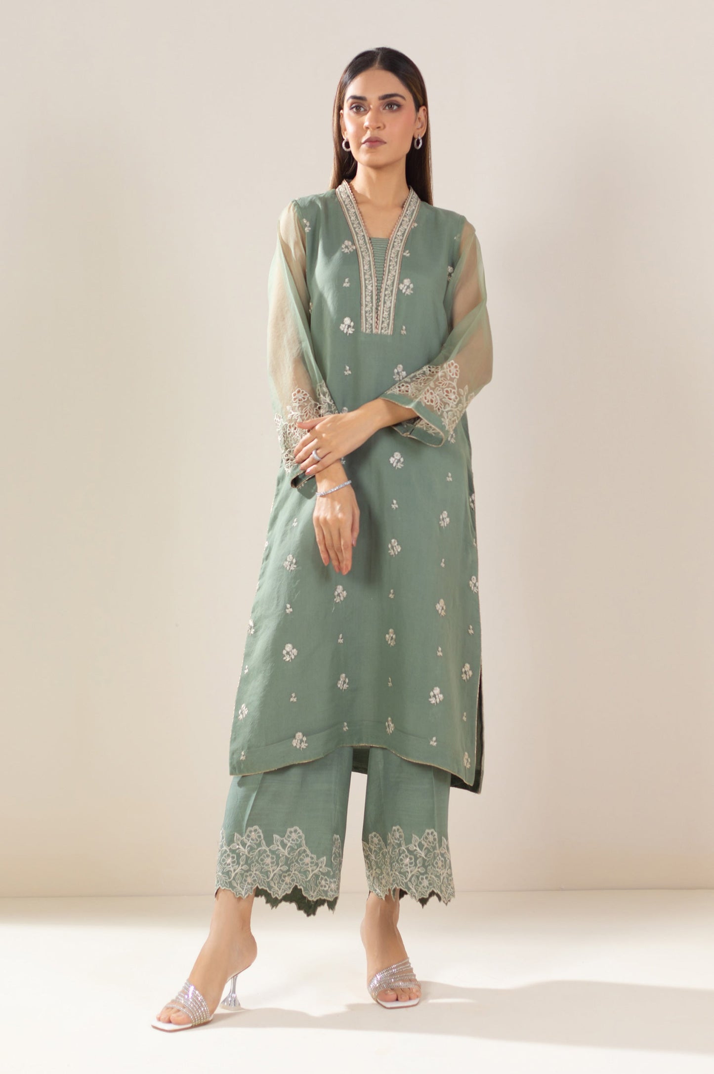 3 Piece Unstitched Embroidered Organza Suit