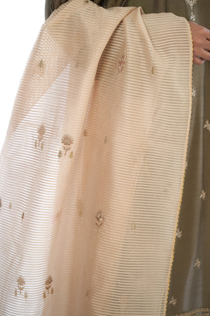 3 Piece Unstitched Embroidered Cotton Silk Suit