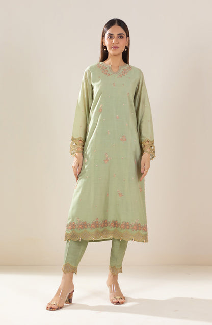 Unstitched 3 Piece Embroidered Cotton Net Suit