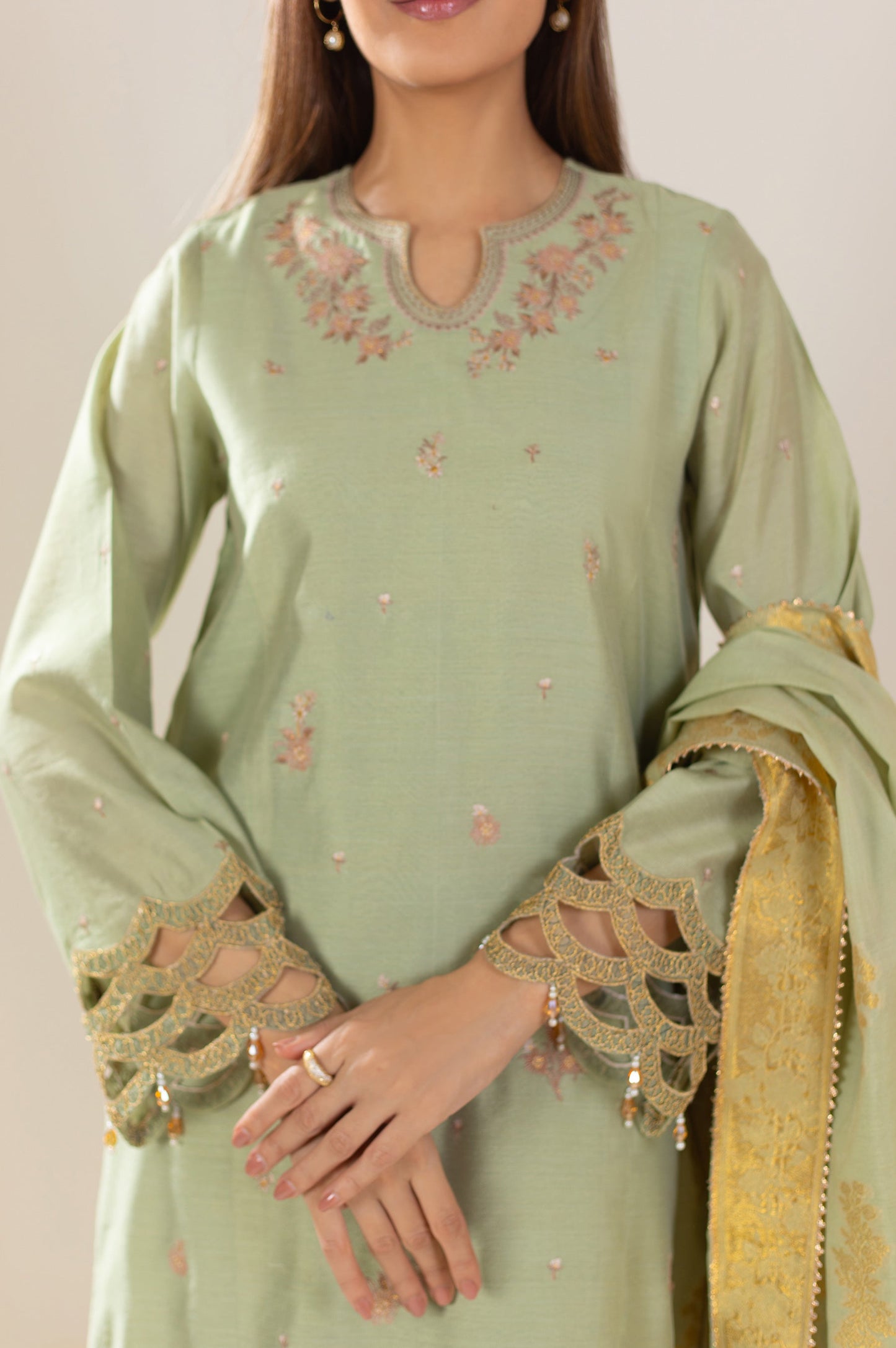 Unstitched 3 Piece Embroidered Cotton Net Suit
