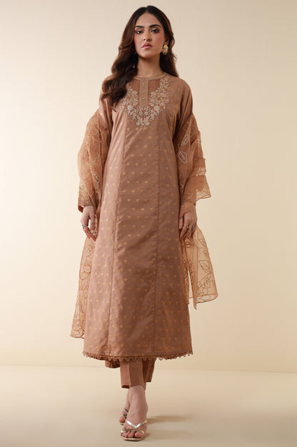 Unstitched 3 Piece Embroidered Zari Jacquard Suit
