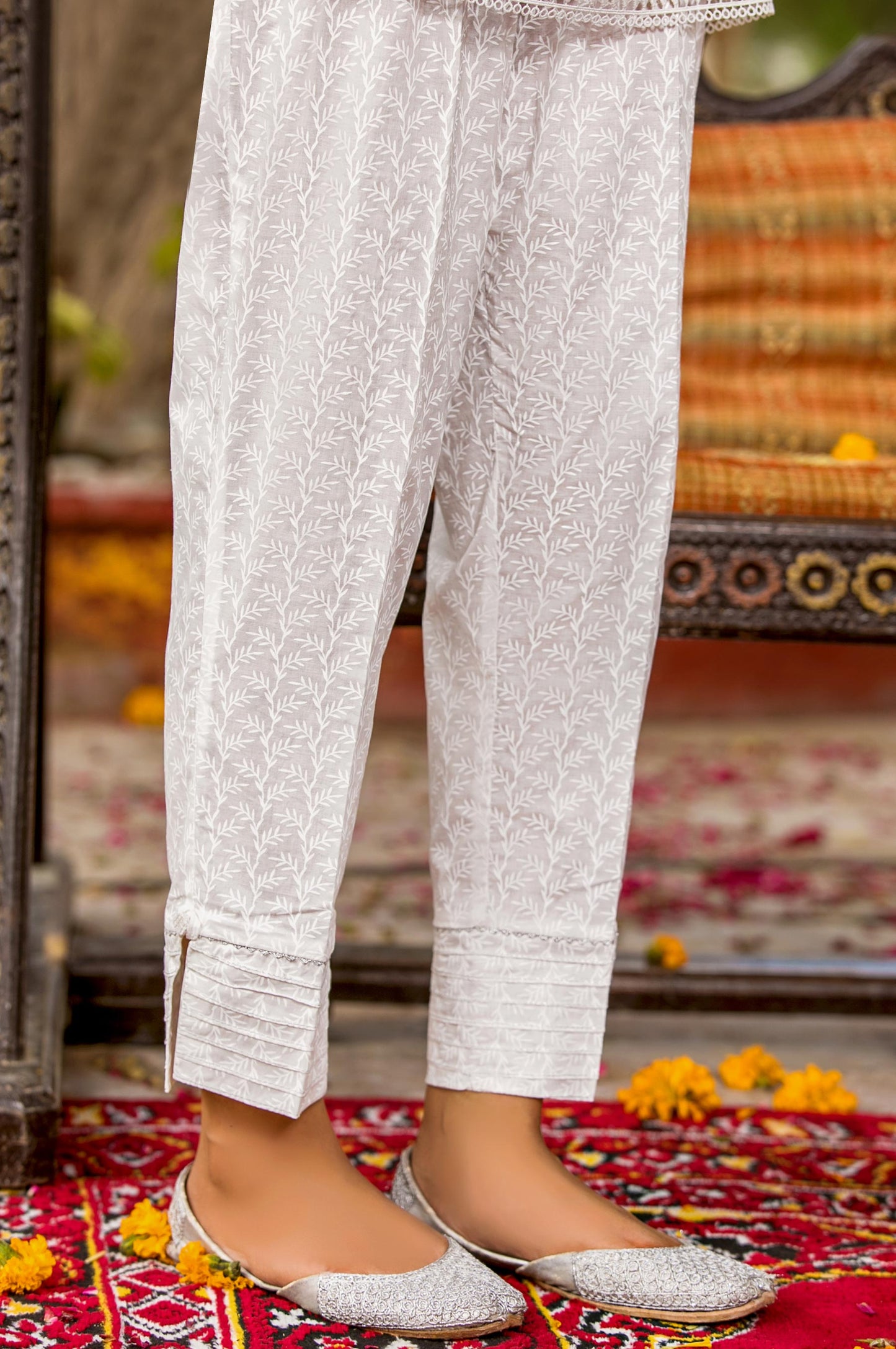 Embroidered Cigarette Pants
