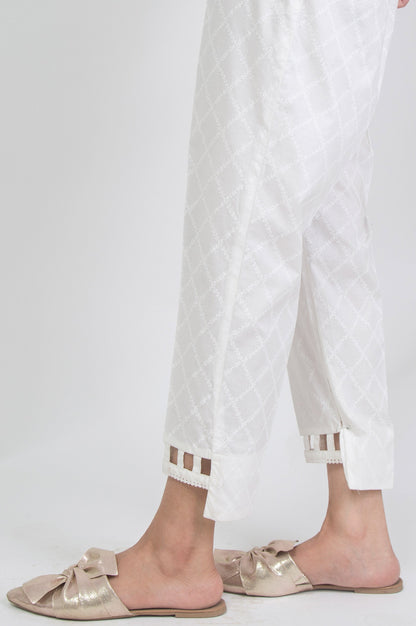 Embellished Cambric Pants - White Paste