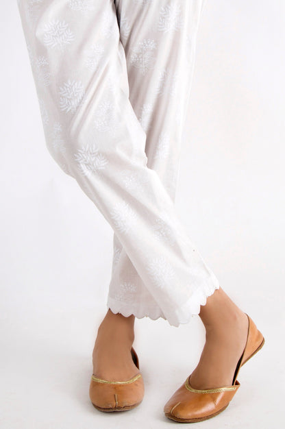 Embellished Cambric Pants - White Paste