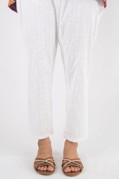 Embellished Cigarette Pants - White Paste