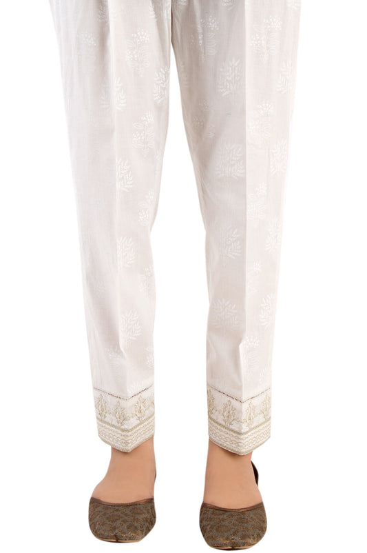 Embroidered Cigarette Pants - White Paste/White