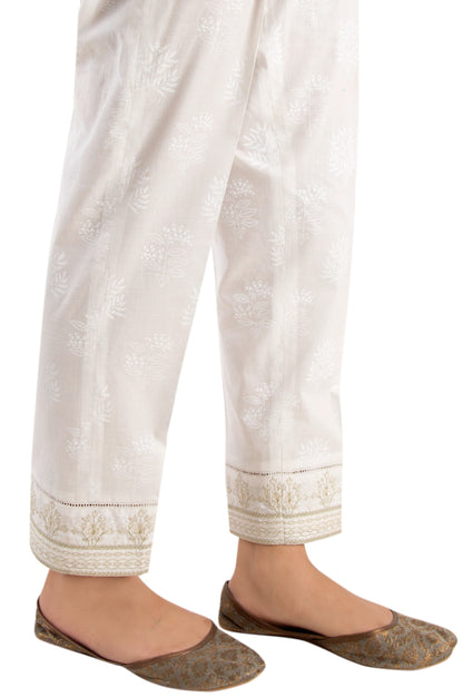 Embroidered Cigarette Pants - White Paste/White