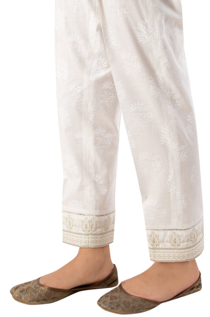 Embroidered Cigarette Pants - White Paste/White