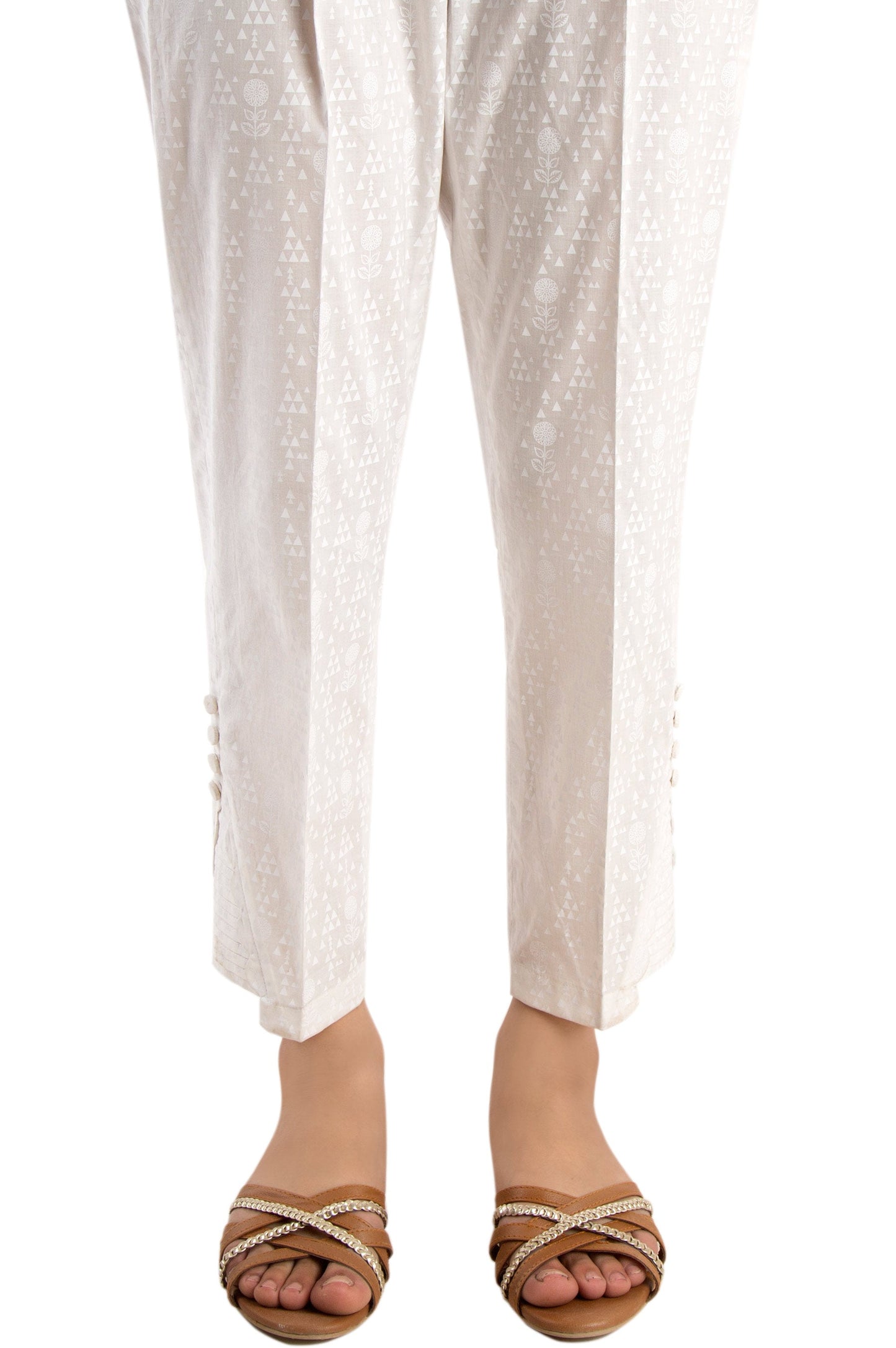 Embellished Cigarette Pants - White Paste/White