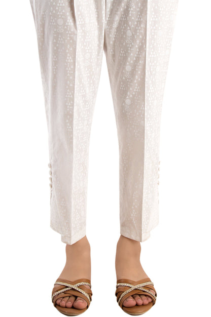 Embellished Cigarette Pants - White Paste/White
