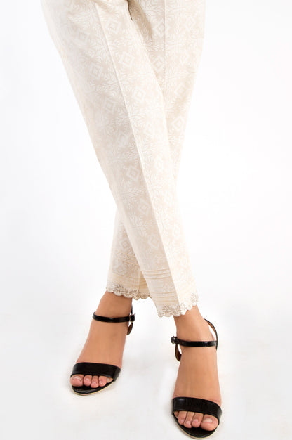 Embellished Cigarette Pants - White Paste/Beige