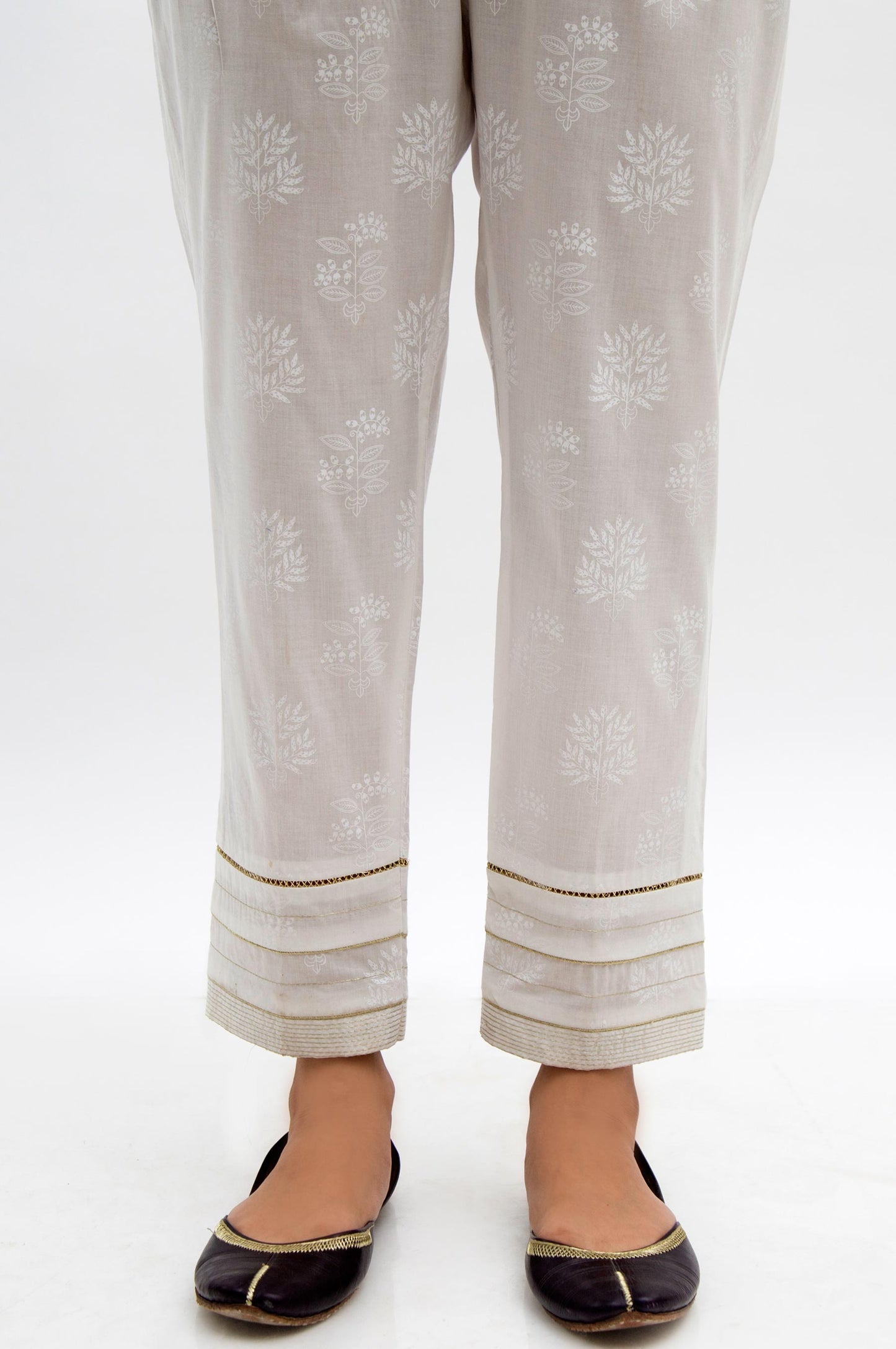 Embellished Cambric Cigarette Pants - White Paste/White