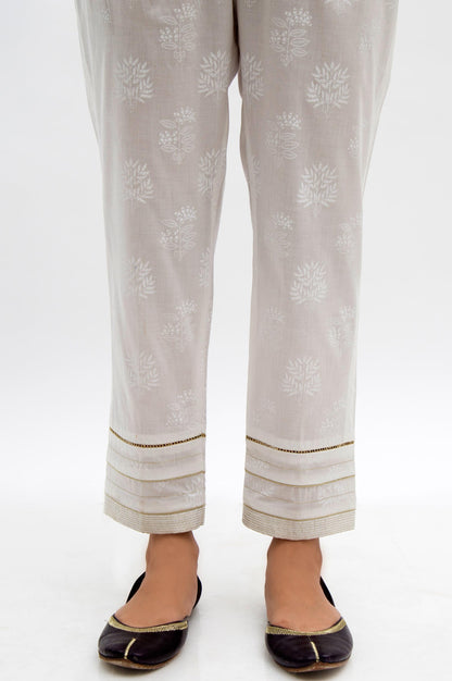 Embellished Cambric Cigarette Pants - White Paste/White