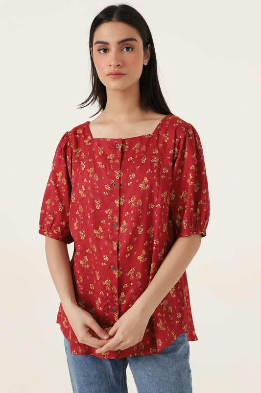 Stitched 1 Piece Tencel Printed Top