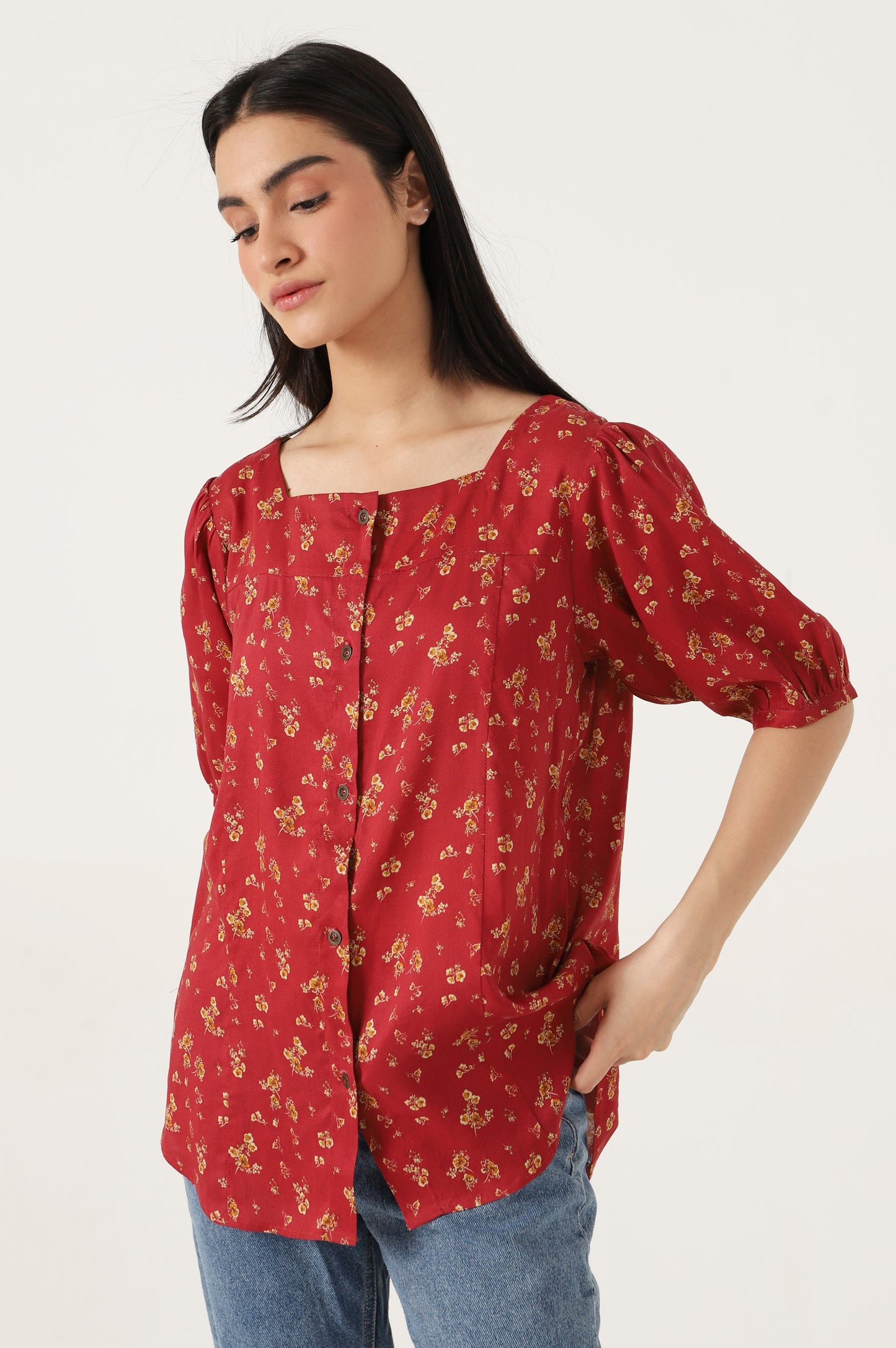 Stitched 1 Piece Tencel Printed Top