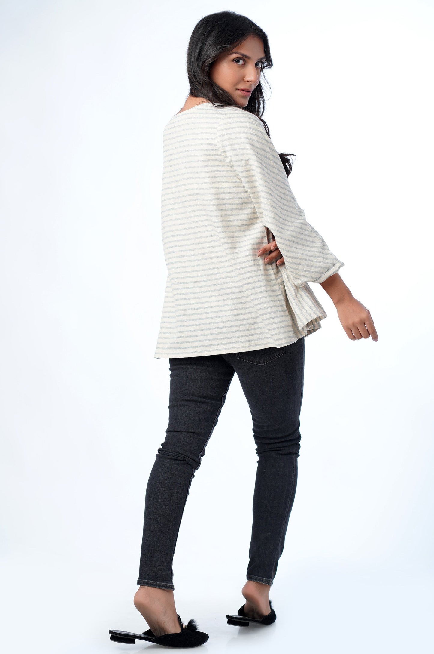 Stitched 1 Piece Western Yarn Dyed Striped Top