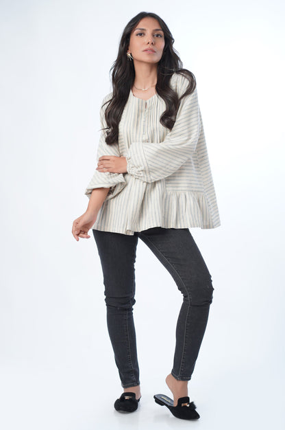 Stitched 1 Piece Western Yarn Dyed Striped Top