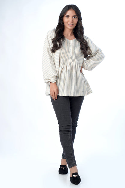 Stitched 1 Piece Western Yarn Dyed Striped Top