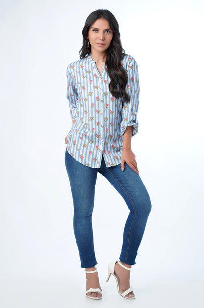 Stitched 1 Piece Western Tencel Printed Top