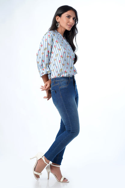 Stitched 1 Piece Western Tencel Printed Top