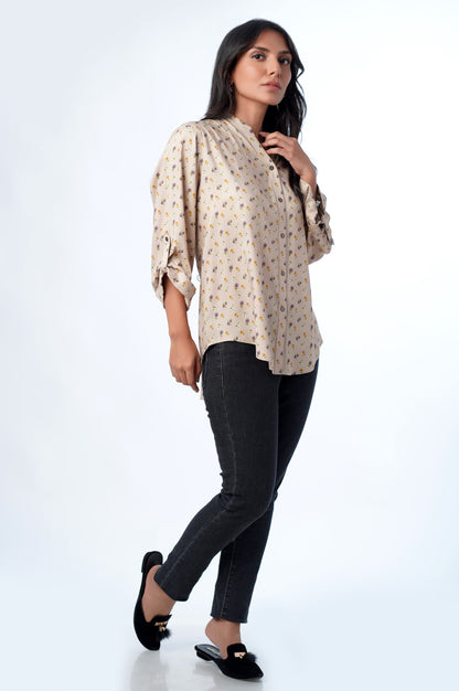 Stitched 1 Piece Western Tencel Printed floral Top