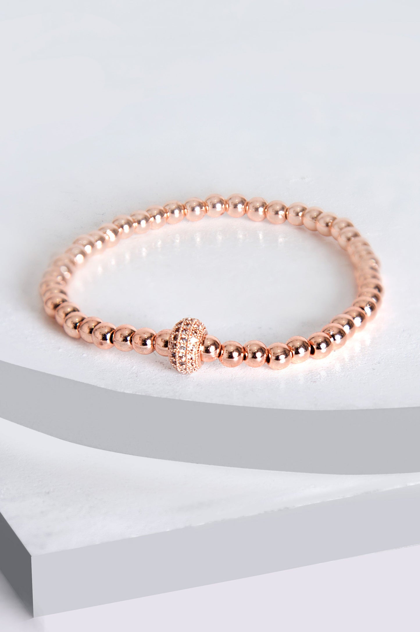 Rose Gold Beaded Stretch Bracelet