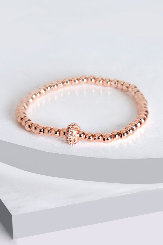 Rose Gold Beaded Stretch Bracelet