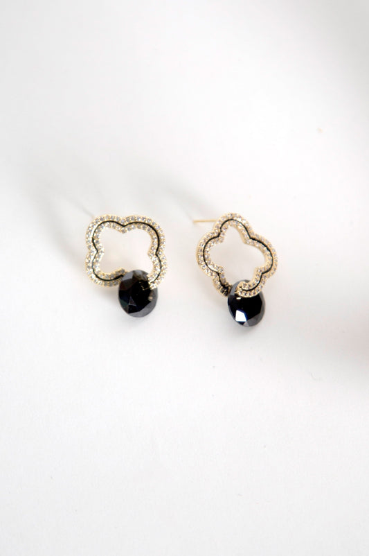 Black Enamel Ball Droplets Earring