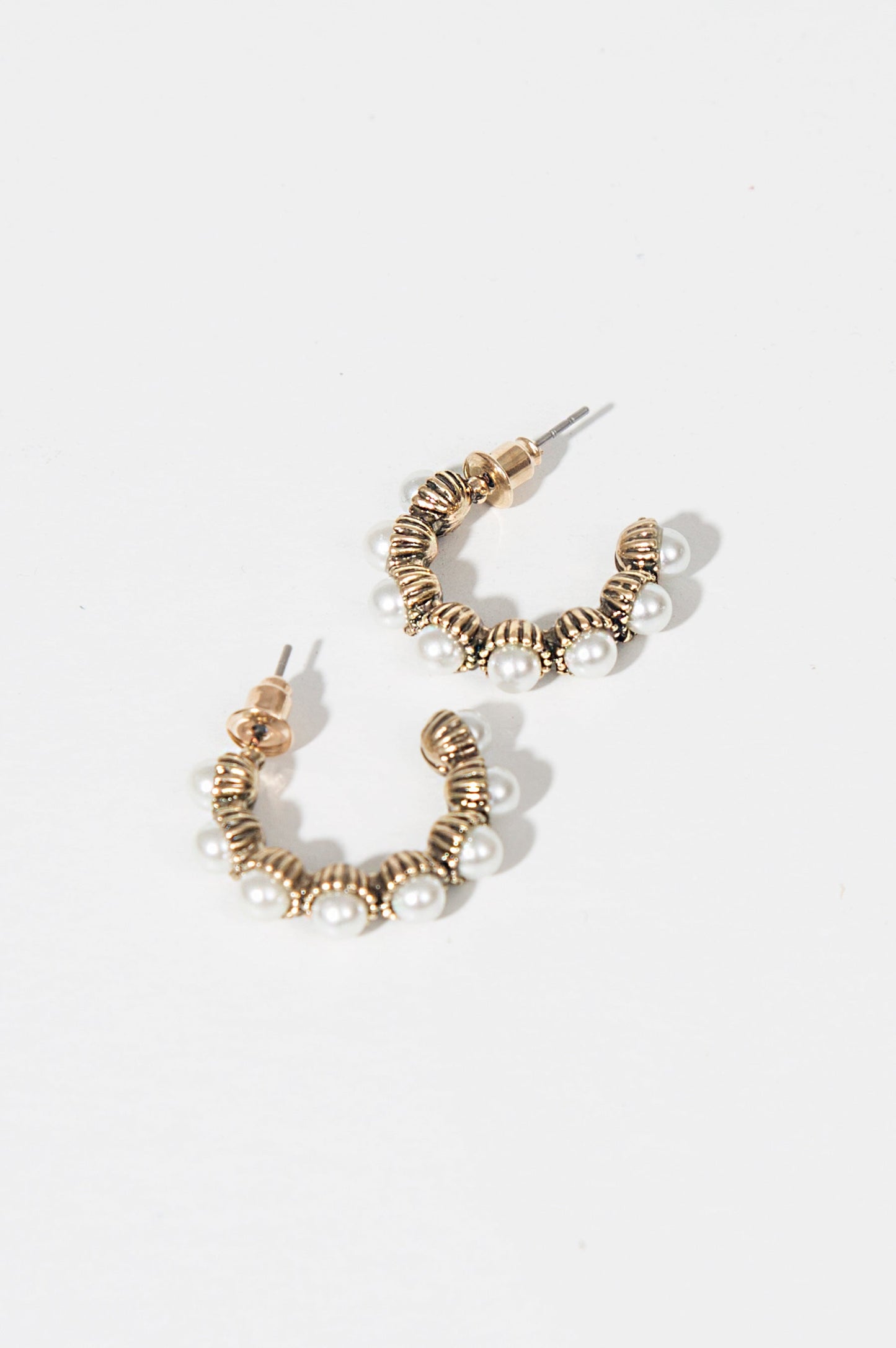 Mini Pearl Studded Hoops