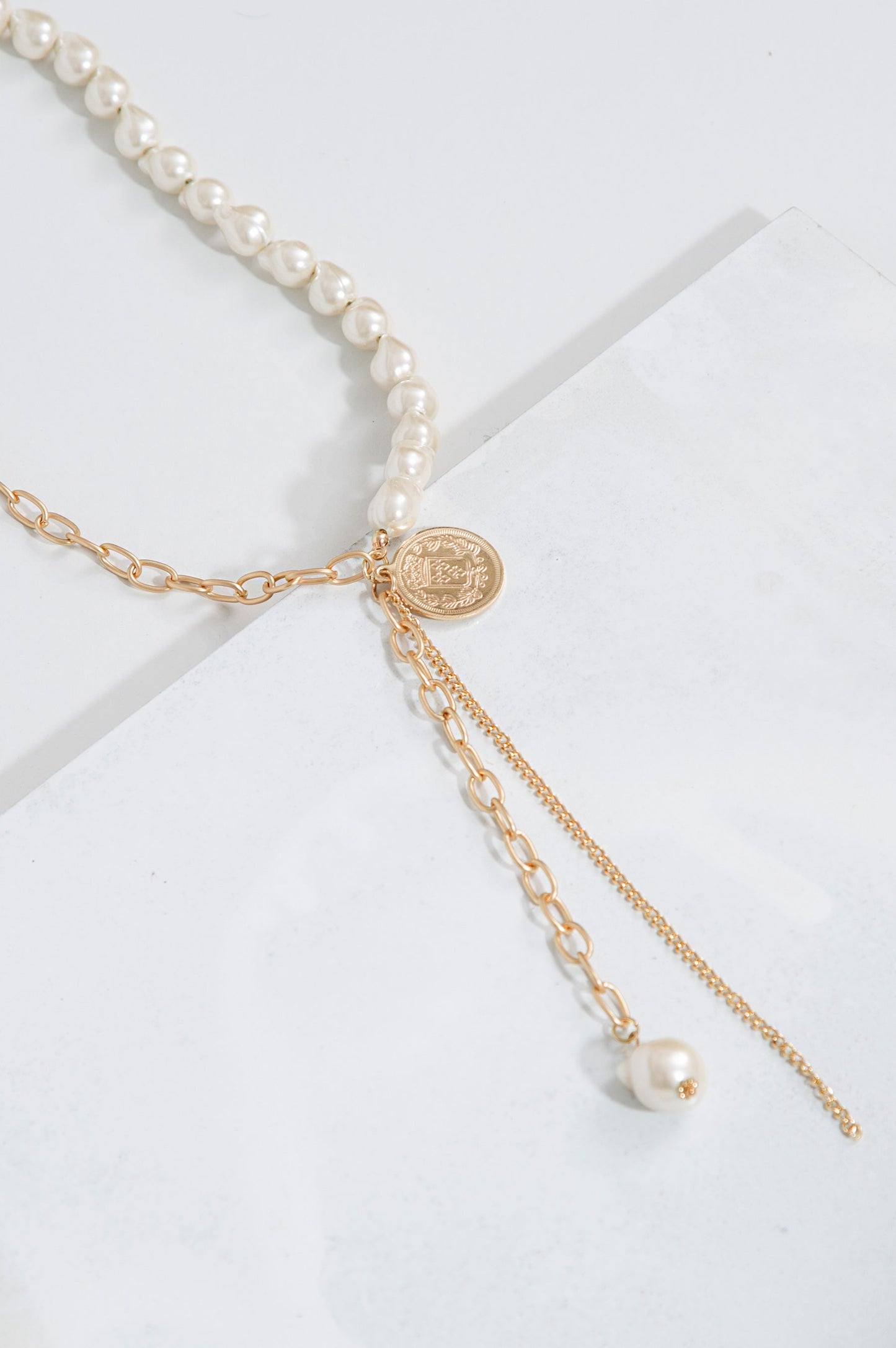 Pearl Rock Charm Necklace