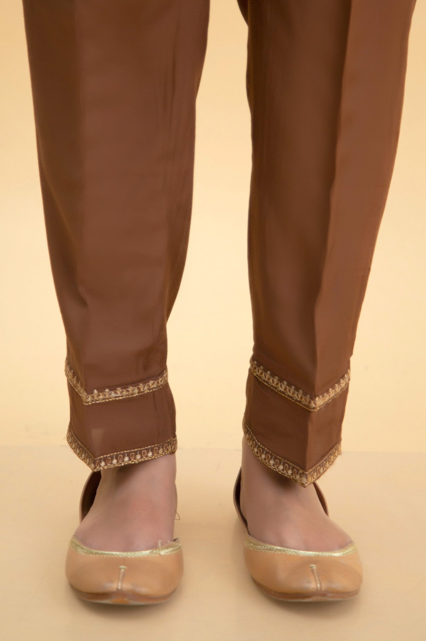 Basic Raw Silk Cigarette Pants - Copper