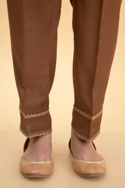 Basic Raw Silk Cigarette Pants - Copper