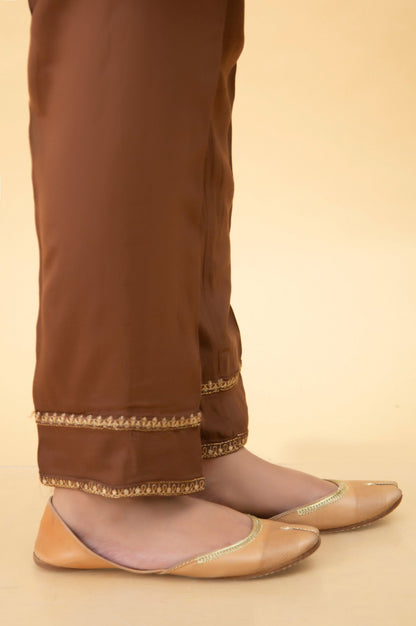 Basic Raw Silk Cigarette Pants - Copper