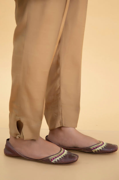 Basic Raw Silk Cigarette Pants - Gold