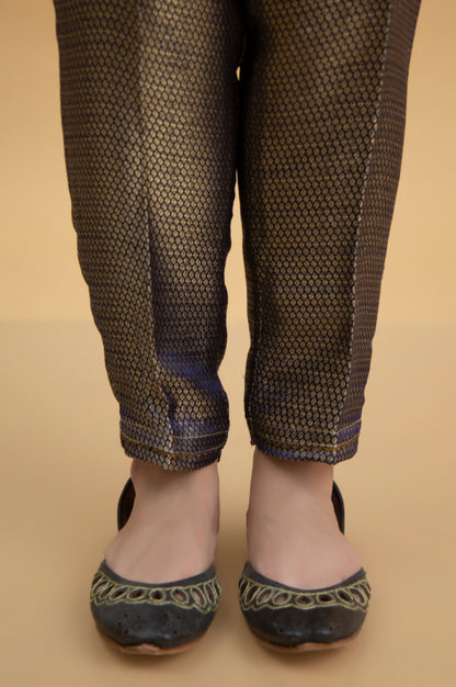 Basic Jamawar Cigarette Pants - Blue