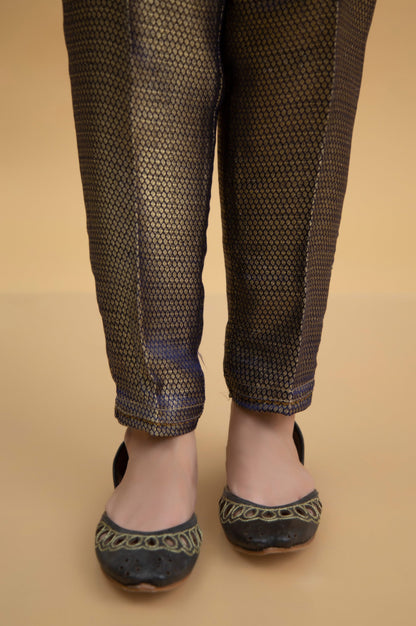 Basic Jamawar Cigarette Pants - Blue