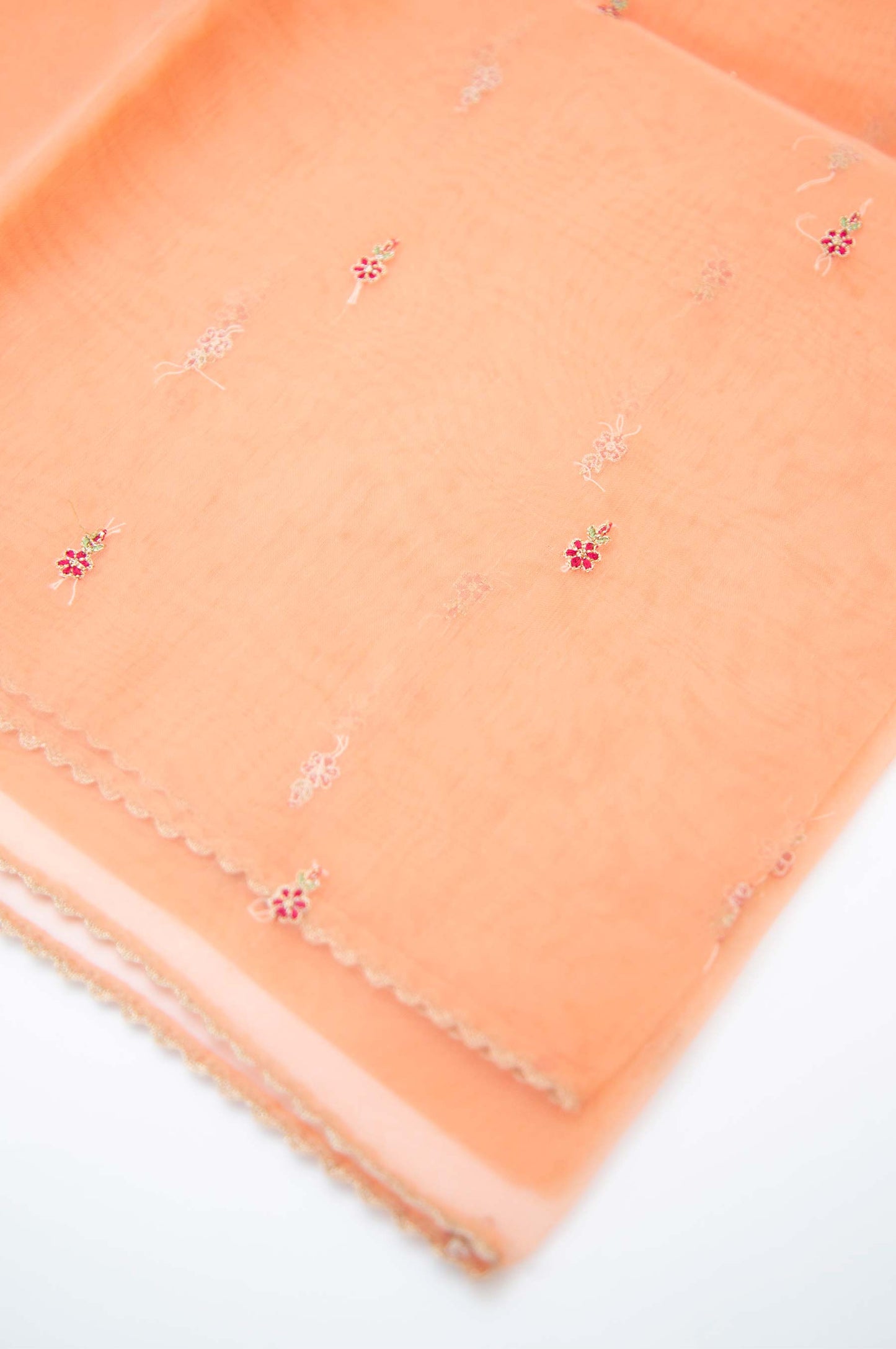 Printed Organza Dupatta - Peach