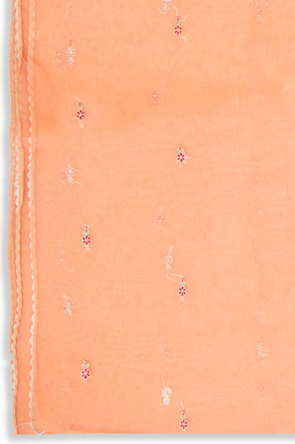 Printed Organza Dupatta - Peach