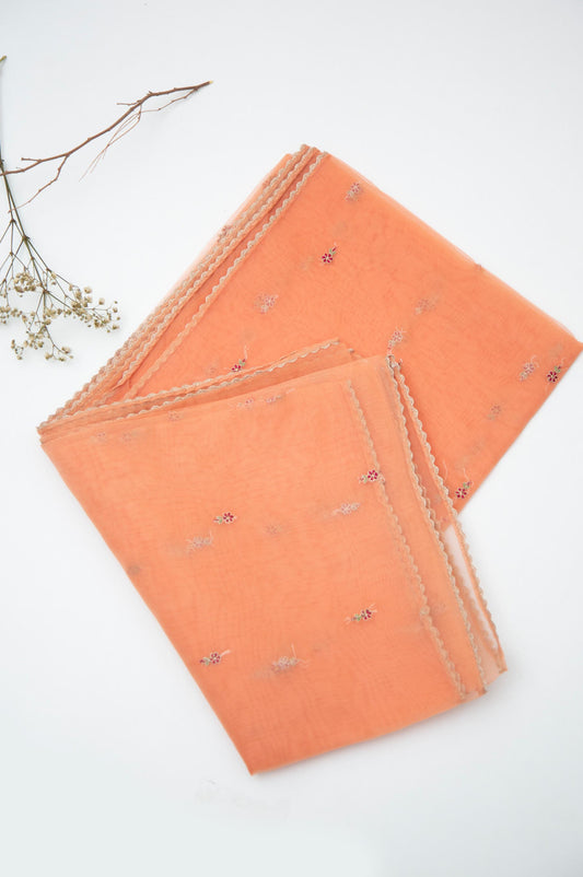 Printed Organza Dupatta - Peach