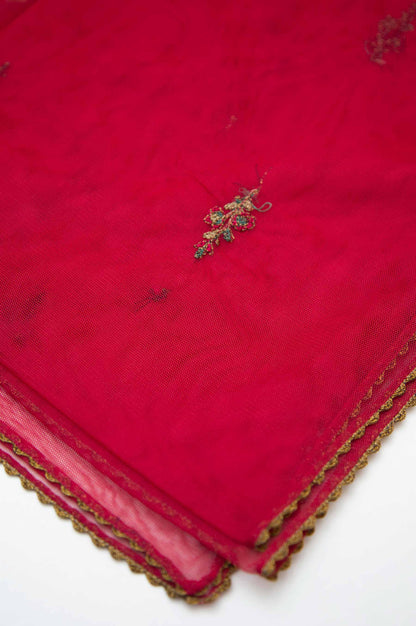 Printed Poly Net Dupatta - Pink