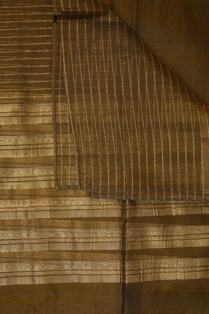 Printed Woven Zari Gold Dupatta - Copper