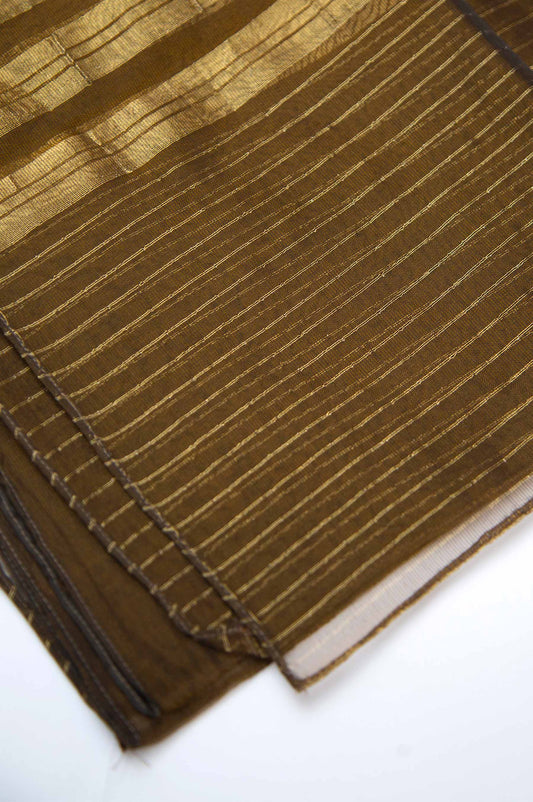 Printed Woven Zari Gold Dupatta - Copper