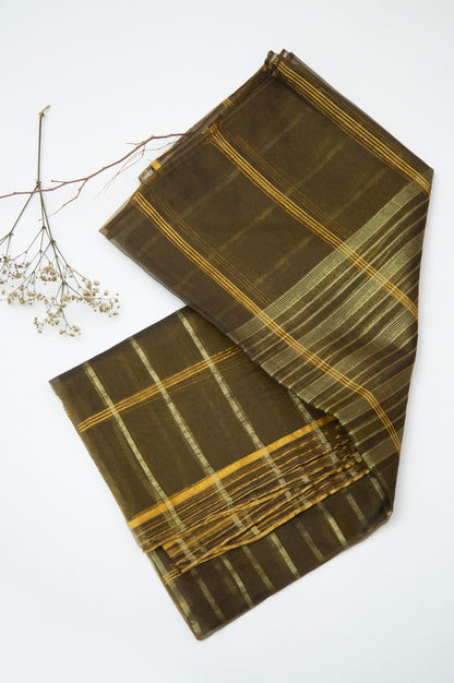 Printed Woven Zari Gold Dupatta - Gold