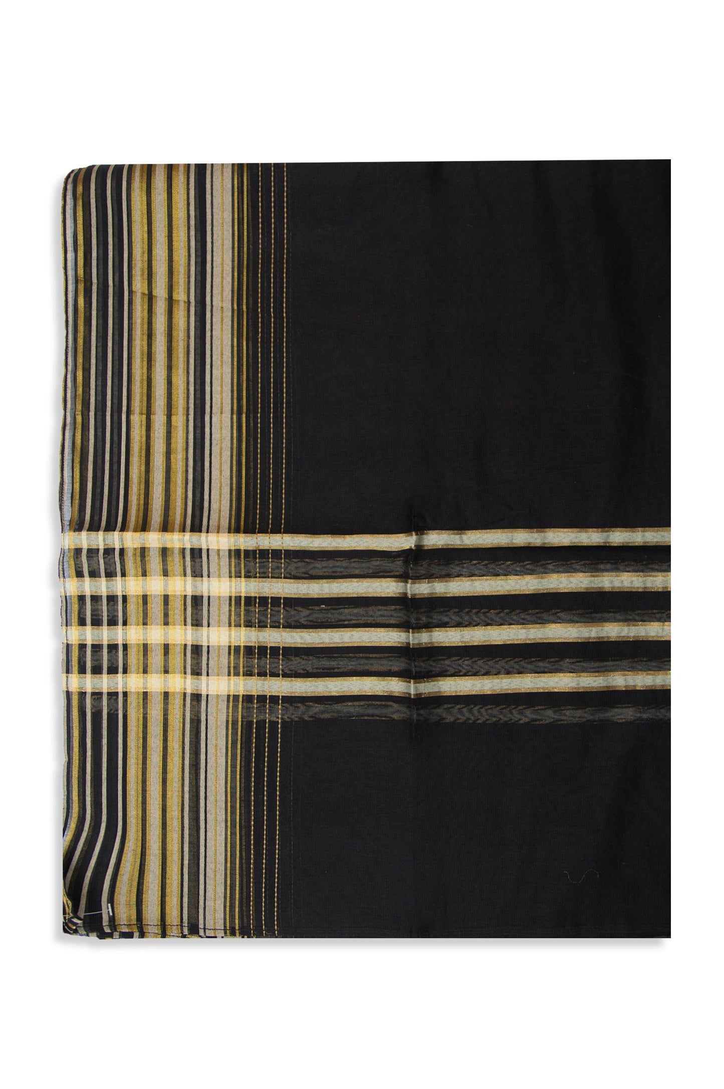 Printed Woven Zari Gold Dupatta - Black