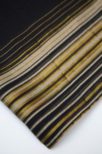 Printed Woven Zari Gold Dupatta - Black