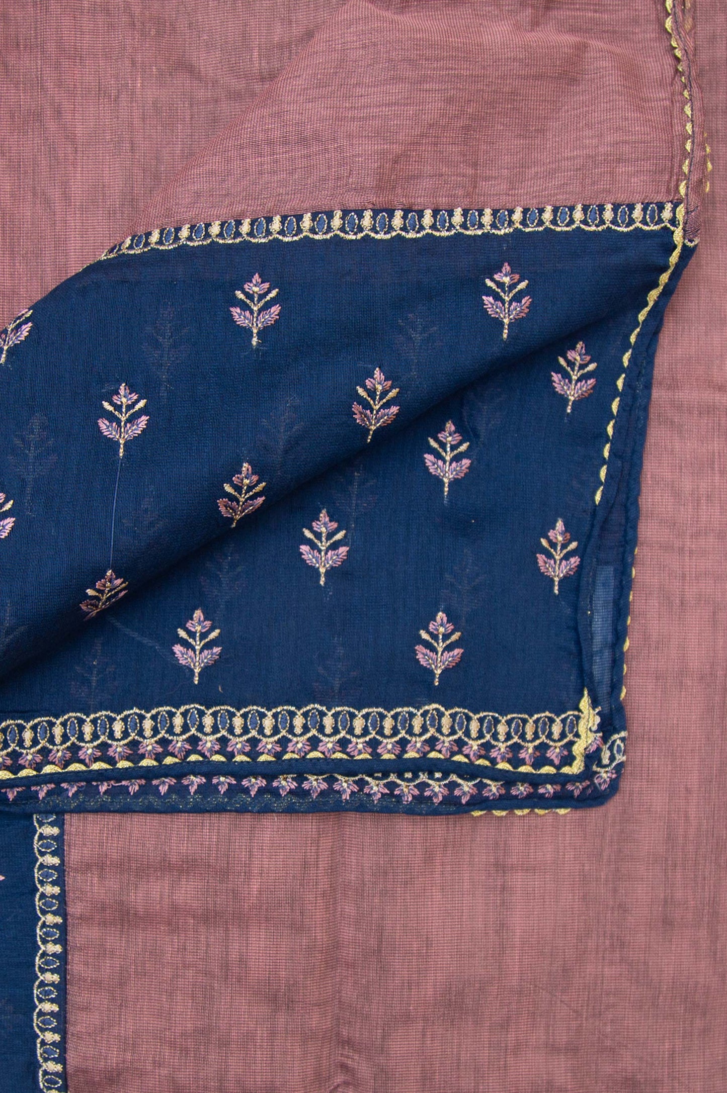 Printed Cotton Net Dupatta - Pink