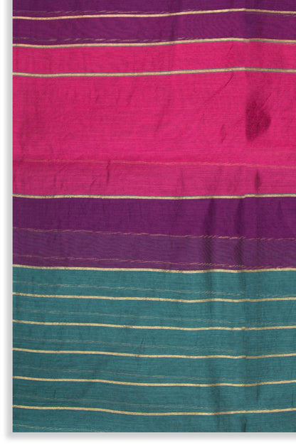 Printed Woven Zari Gold Dupatta - Teal