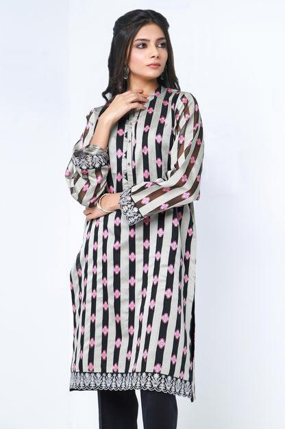 Stitched 1 Piece Jacquard Organza Embroidered Shirt