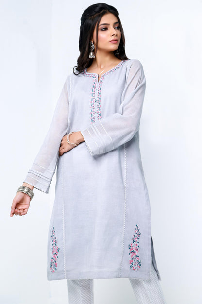 Stitched 1 Piece Cotton Net Embroidered Shirt