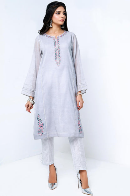 Stitched 1 Piece Cotton Net Embroidered Shirt